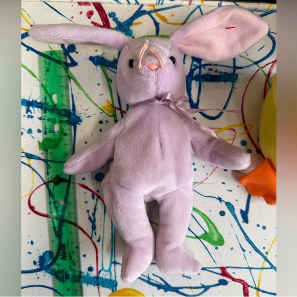 Ty Beanie Babies Easter Bunny Duck Plush Set Floppity Hoppity Quackers - Picture 10 of 10
